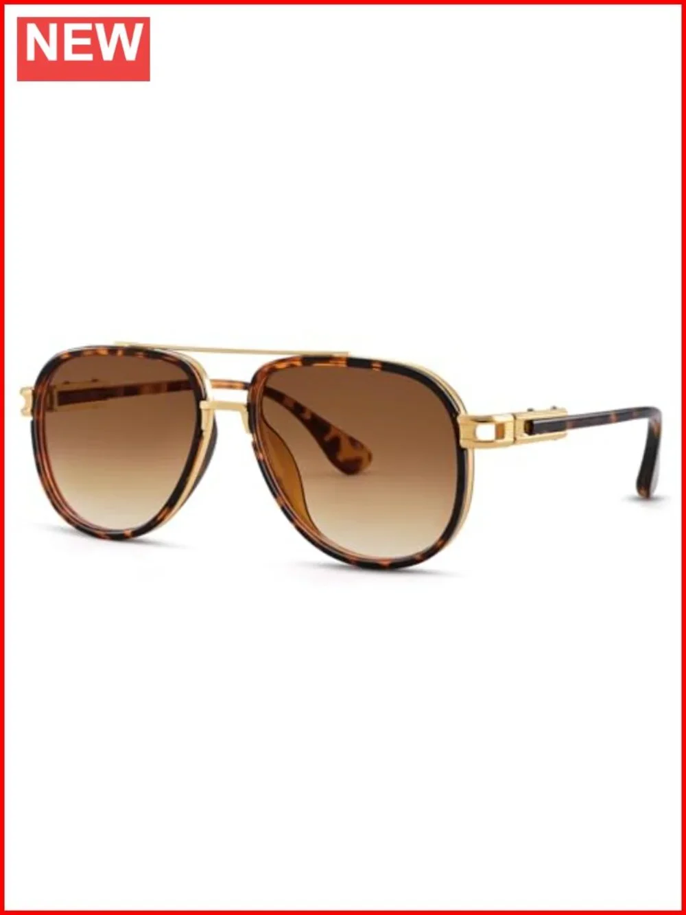 Retro Oversized Aviator Sunglasses Metal Double Bridge UV Protection